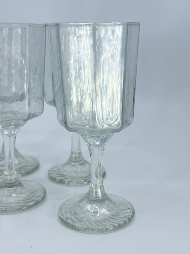 Set of 4 Vintage Libbey Stemmed Facets Clear Water Glass Goblet Wine Glass 6"H - Picture 4 of 18