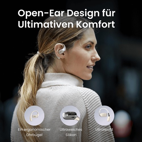 Shokz OpenFit Beige Bluetooth Kopfhörer In-Ear Headset kabellos ANC Open-Ear  - Bild 5 von 7