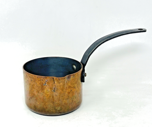 Baumalu Copper Pot Saucepan Pour Spout Tin Lined France French Cast Iron Handle - Foto 1 di 20