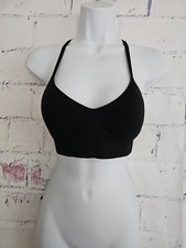 Auden Black Racerback Bra Wireless Medium Adj Straps Lightly Lined Lace Back