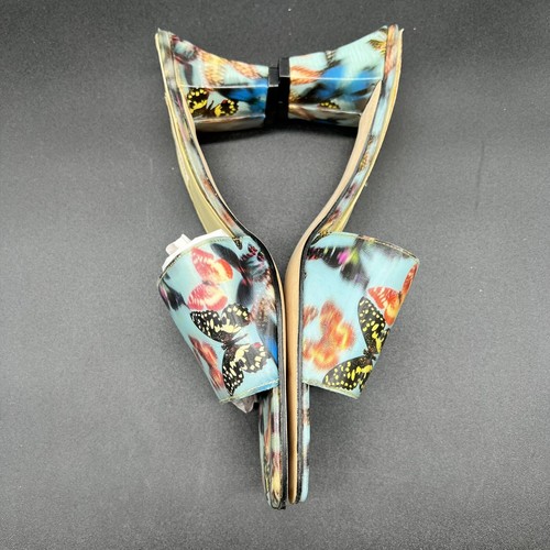 Ann Marino Y2K Women’s Blue Holographic Butterfly Slides Heels Sandals - Size 12 - Picture 3 of 8