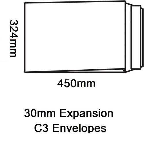 C3 30mm Gusset Envelopes Strong Brown Manilla A3 140gsm Thick Expanding Width - Picture 3 of 6