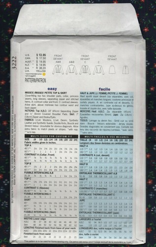 Butterick 3222 Two Piece Contrast Fitted Top + A-line Skirt Suit Pattern 8-10-12 - Picture 5 of 5