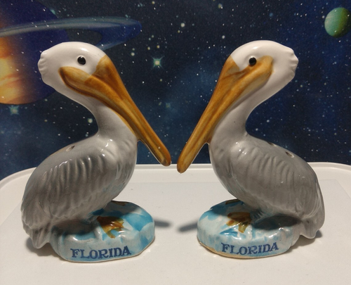 VINTAGE PELIKAN SALZ UND PFEFFERSTREUER FLORIDA SOUVENIR
