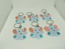 6Pcs Elephants Boy Baby Shower Party Favors Gifts Sourvenirs Silicone Keychain