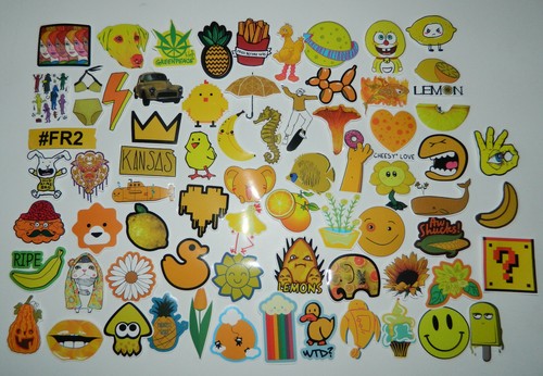 Lot of 70 Cartoon Yellow STICKERS Laptop Water Flask Skateboard Helmet NEW