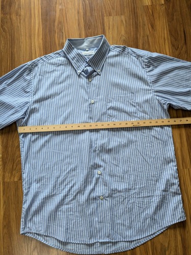 Alex Cannon Mens Shirt Size XL 100% Cotton Short Sleeve Button Down Blue Stripe - Picture 7 of 8