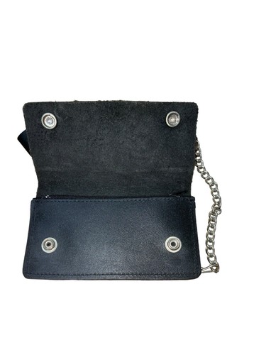 Totenkopf Stammes Pirat Skelett schwarz Echtleder Geldbörse mit Kette (6 Zoll) - Bild 4 von 9