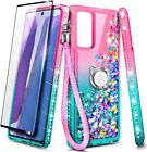 For Gabb Phone 3 Pro Case Liquid Glitter Phone Cover w/ Tempered Glass & Lanyard
