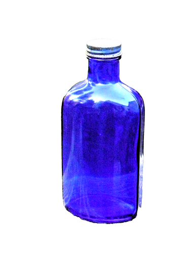 Vintage Cobalt Blue Bottle 7" Tall Blue Coral Compackage Embossed Bottom w/Cap - Picture 1 of 6