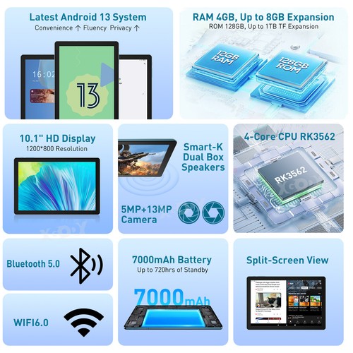 XGODY Tablet 11 inch Android 14 Tab 16GB+256GB 8000mah 5G WiFi Dual Camera 2K US - Picture 11 of 20