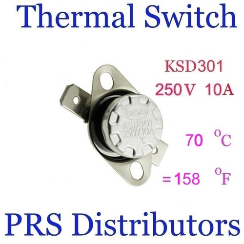 KSD301 10A 250V 70°C 158°F Termostato Interruptor de Temperatura Interruptor de Control Térmico - Imagen 1 de 3