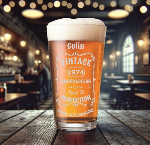 Personalised Lager Pint Glass, Valentines Day Gift - Picture 16 of 19
