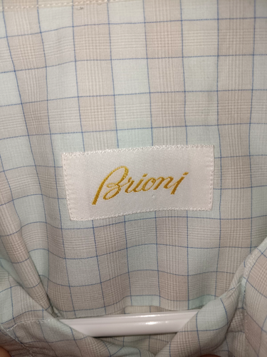 Camisa BRIONI Made Italy Abotonada Para Hombre M Multicolor Cuadros Algodón Manga Larga - Imagen 3 de 11