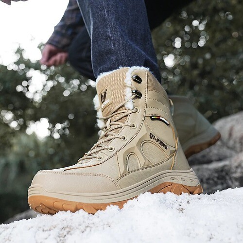 Men's Boots Warm Plush High-Top Snow Boots Waterproof Men Hiking Boots Outdoor - Bild 6 von 20