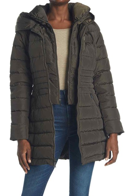 laundry by shelli segal pillow collar hooded puffer jacket
