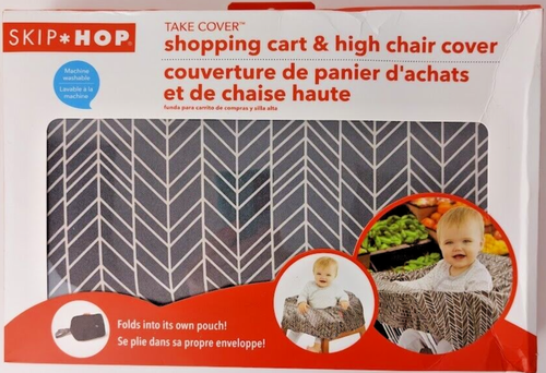 NEUF panier d'achat Skip Hop 2-en-1 et housse de chaise haute plumes grises - Photo 1 sur 4