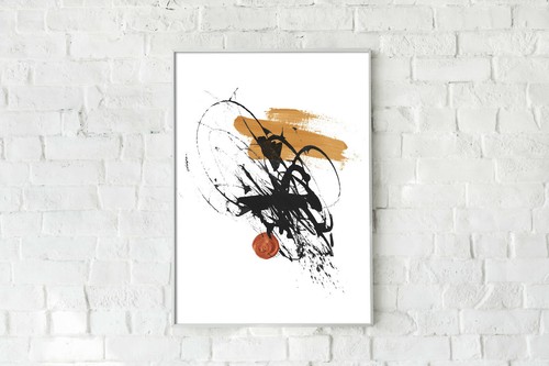 Abstract wall prints, orange black abstract prints, abstract wall decor - Picture 10 of 13