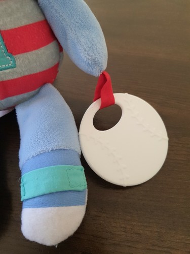 Carters Blue Dog Plush Baby Toy Teether Sports Baseball Football Rattle Clip red - Picture 3 of 5