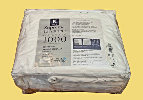 Supreme Elegance King Sheet Set White 1000 Cotton Rich Alpha True Grip Quick-Dri - Picture 8 of 12