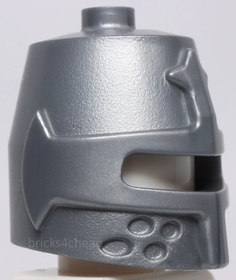 Lego Castillo Plano Plata Minifigura Tocado Casco Castillo Ojo Cerrado Ranura Foto 2 de 2