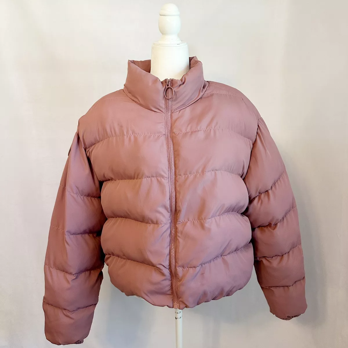 Fabletics Wander Cropped Puffer Jacket Coat Cheery Mocha Size XL
