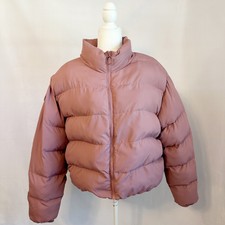 Fabletics Wander Cropped Puffer Jacket Coat Cheery Mocha Size Xl