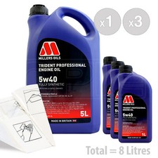 Car Engine Oil Service Kit / Pack 8 LITRES Millers Trident Pro 5W-40 8L 7.12 per litre