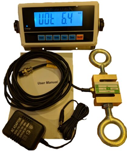 1000 LB S-TYPE LOAD CELL INDICATOR Calibrated HANGING CRANE SCALE W/EYEBOLTS - Picture 3 of 3