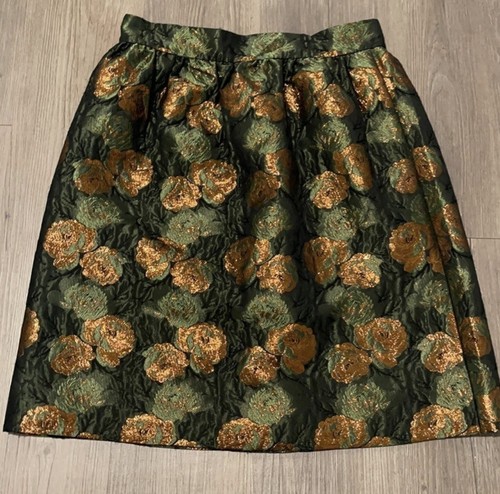 J. Crew Collection Floral Brocade Metallic Skirt Size 2 NWOT - Picture 4 of 11