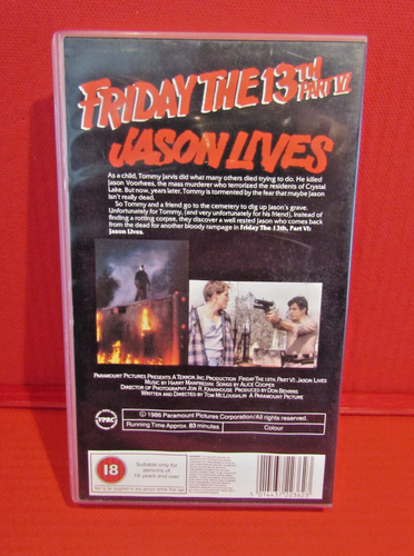 Friday the 13th Part VI Jason Lives VHS Video 1987 Tom McLoughlin Horror (E1) - Picture 2 of 8