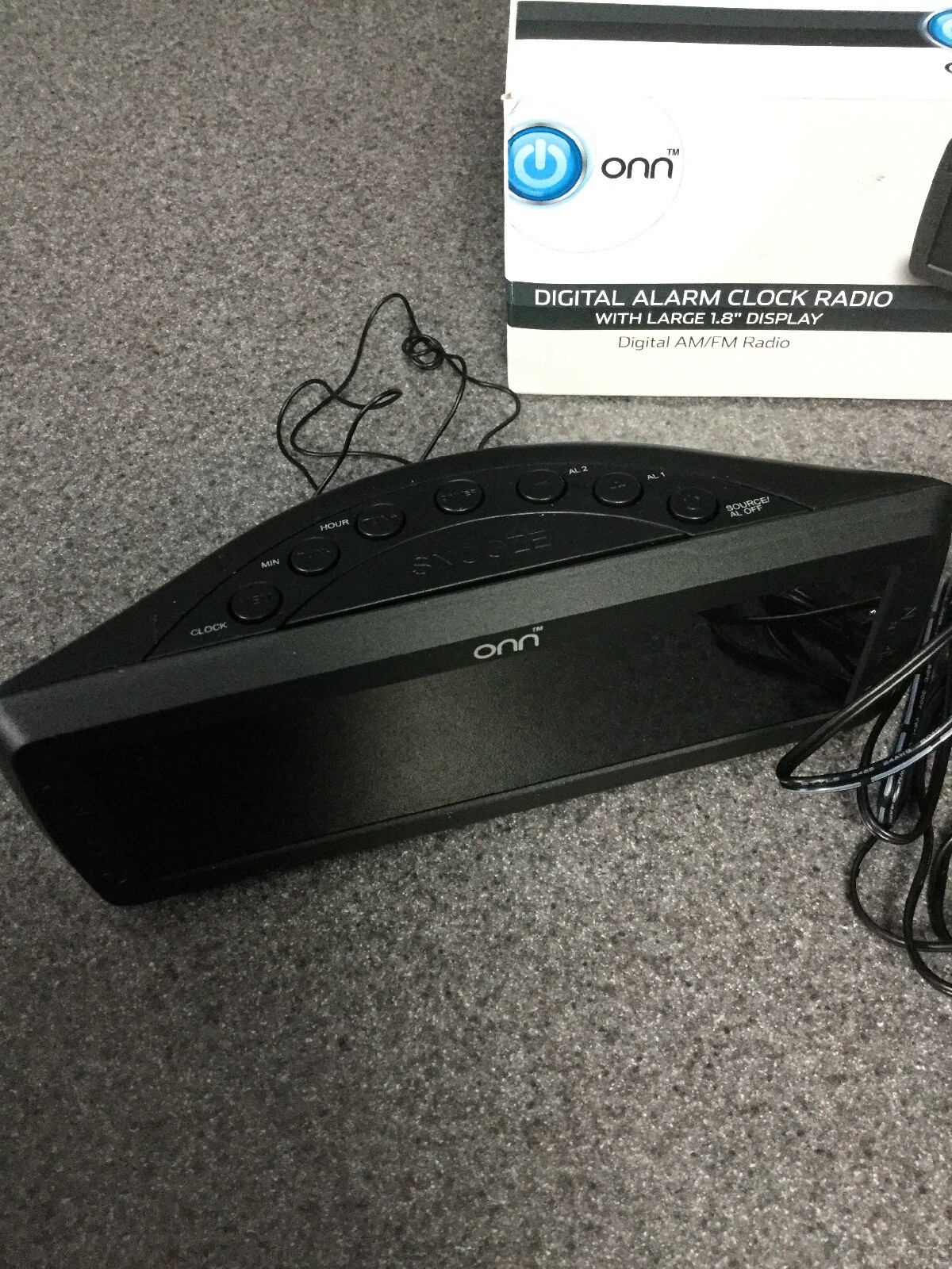 ONN AM/FM Digital Alarm Clock Radio Large 1.8" Display Battery Back Up M24A eBay