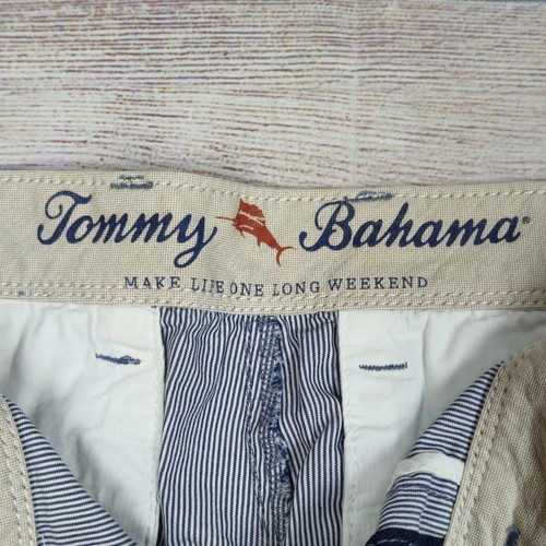 MEN'S TOMMY BAHAMA BLUE WHITE STRIPE FLAT FRONT SHORTS COTTON SIZE 34 - Picture 11 of 11