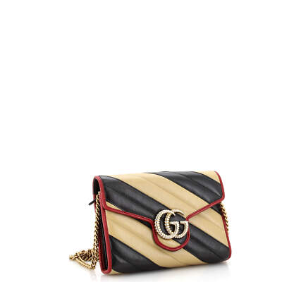 ハンドバッグ GUCCI GG MARMONT WALLET WITH REMOVABLE CHAIN SHOULDER STRAP Gucci GG Marmont Chain Wallet Diagonal Quilted Leather Mini