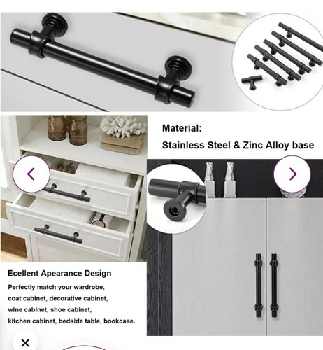 10 Pack Black Cabinet Pulls 3 Inch Matte Black Drawer Pulls Lst18bk76 Black Kitc - Picture 6 of 12