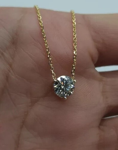 Collana con ciondolo a 3 punte in oro 14 kt 1,6 ct con diamanti coltivati in laboratorio - Foto 3 di 3