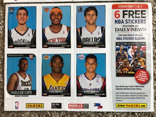 2014 Panini NBA Stickers Complete Set (Sheets 1 and 2) - Picture 3 of 3