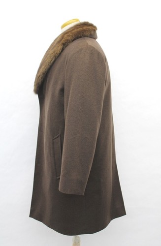 SHOWROOM NEW SABLE FUR LINED BROWN CASHMERE WOOL COAT JACKET MEN MAN SIZE 36-38 - Picture 2 of 5