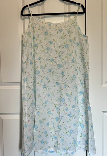 De Colección Camisón Dutchmaid Azul Floral Ojales Cuello Corbata Hombro Talla 15 Mediano - Imagen 5 de 8