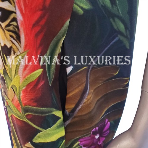 VESTIDO ROBERTO CAVALLI PARADISE FOUND ESTAMPADO MANGA CORTA $1,095 talla IT 42 6 EE. UU. - Imagen 12 de 23