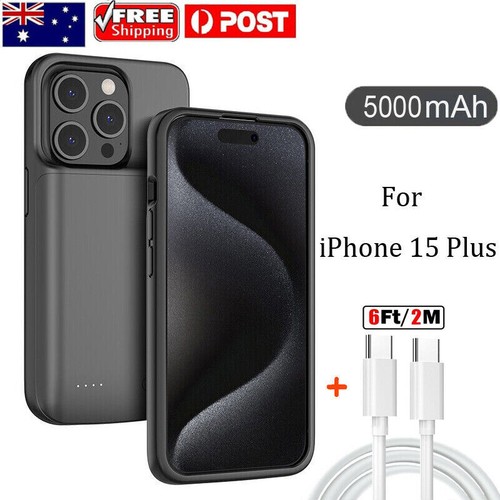6ft Charging Cable + Battery Cover Power Bank Charger Case For iPhone 15 Pro Max - Picture 15 of 16