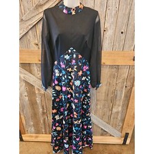 Vintage 70s sears dress 14/16 (4/6 modern) bright floral whimisgoth sheer arms