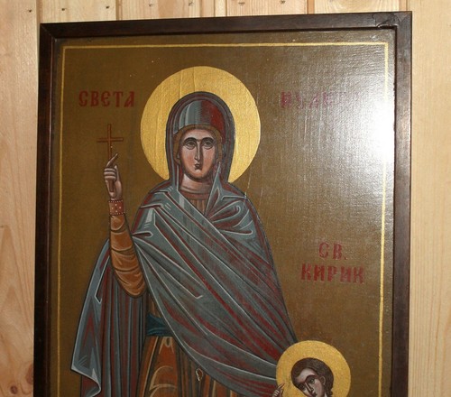 Icono vintage pintado a mano Santos Círico y Julita - Imagen 4 de 7