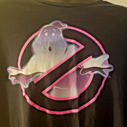 Ghostbusters Tee Shirt Size XL Mad Engine Black Neon Light Pink Shortsleeve - Picture 2 of 6