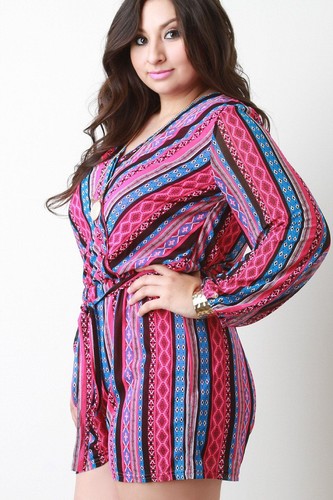 Boho Stripe Boho Long Long Stripe Sleeve Romper Sleeve qw7v4HPRq