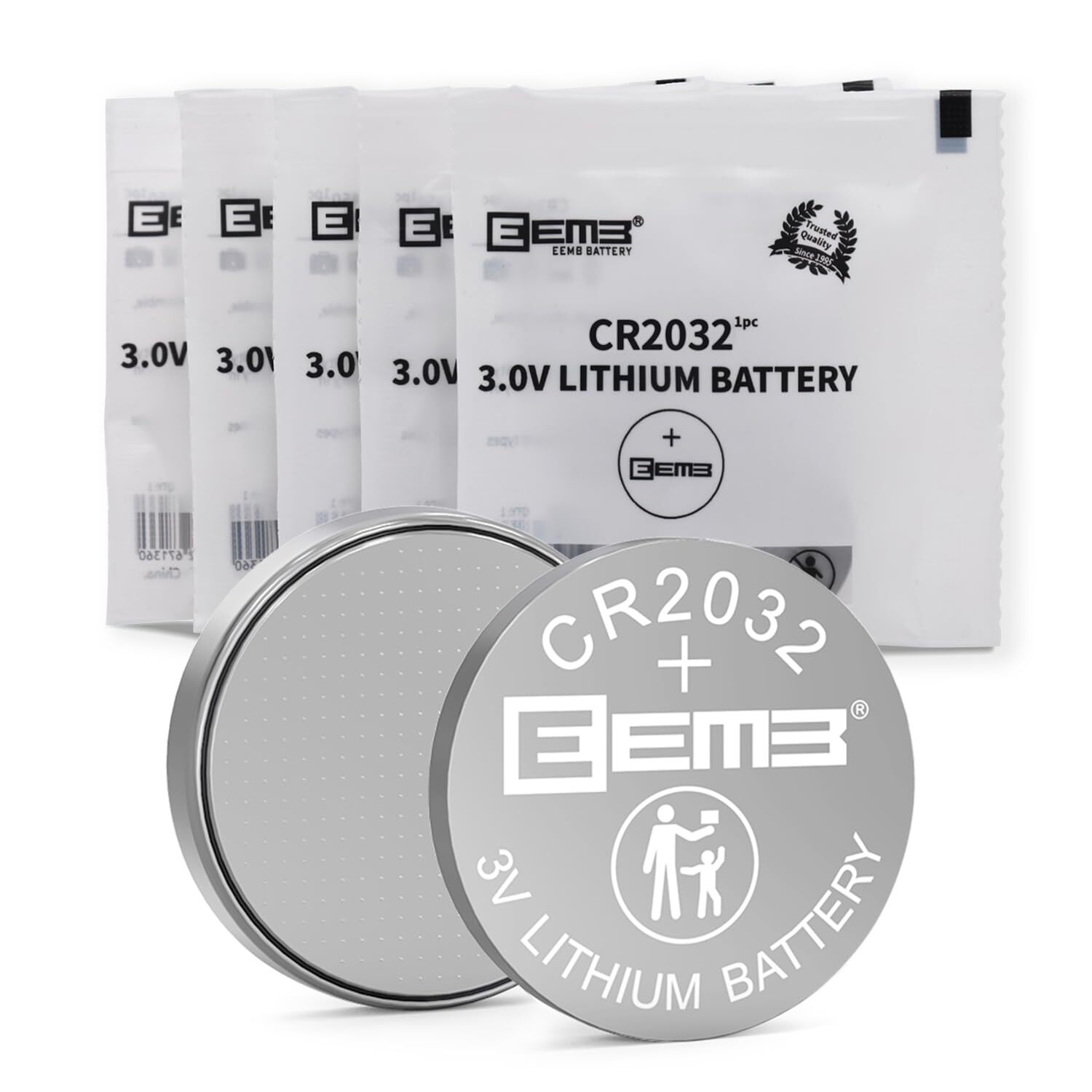 EEMB Piles CR2032 Lot de 5 Pile Bouton Lithium CR 2032 3V Ronde Plate Batteri...