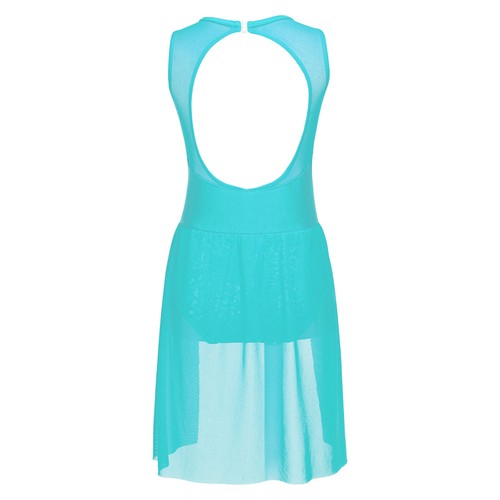 Kids Girls Lyrical Dance Dress Sequins Mesh Cutout Back Ballet Leotard Dancewear - Imagen 30 de 52