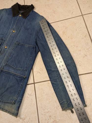 Vtg 60s Carters Watch The Wear Selvedge Denim Corduroy Collar Chore Jacket Shirt - Picture 12 of 18