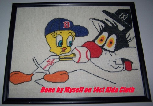 CROSS STITCH+ CRAFT PATTERN Looney Tunes Marvin Martian Red Sox MLB Baseball - Picture 7 of 13