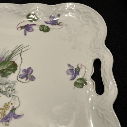 Vintage Violett Blume Keramik Serviertablett aus Bayern - Bild 4 von 7